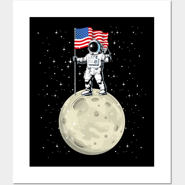 Space Astronaut 4th Of July Wall Art by Kaileymahoney